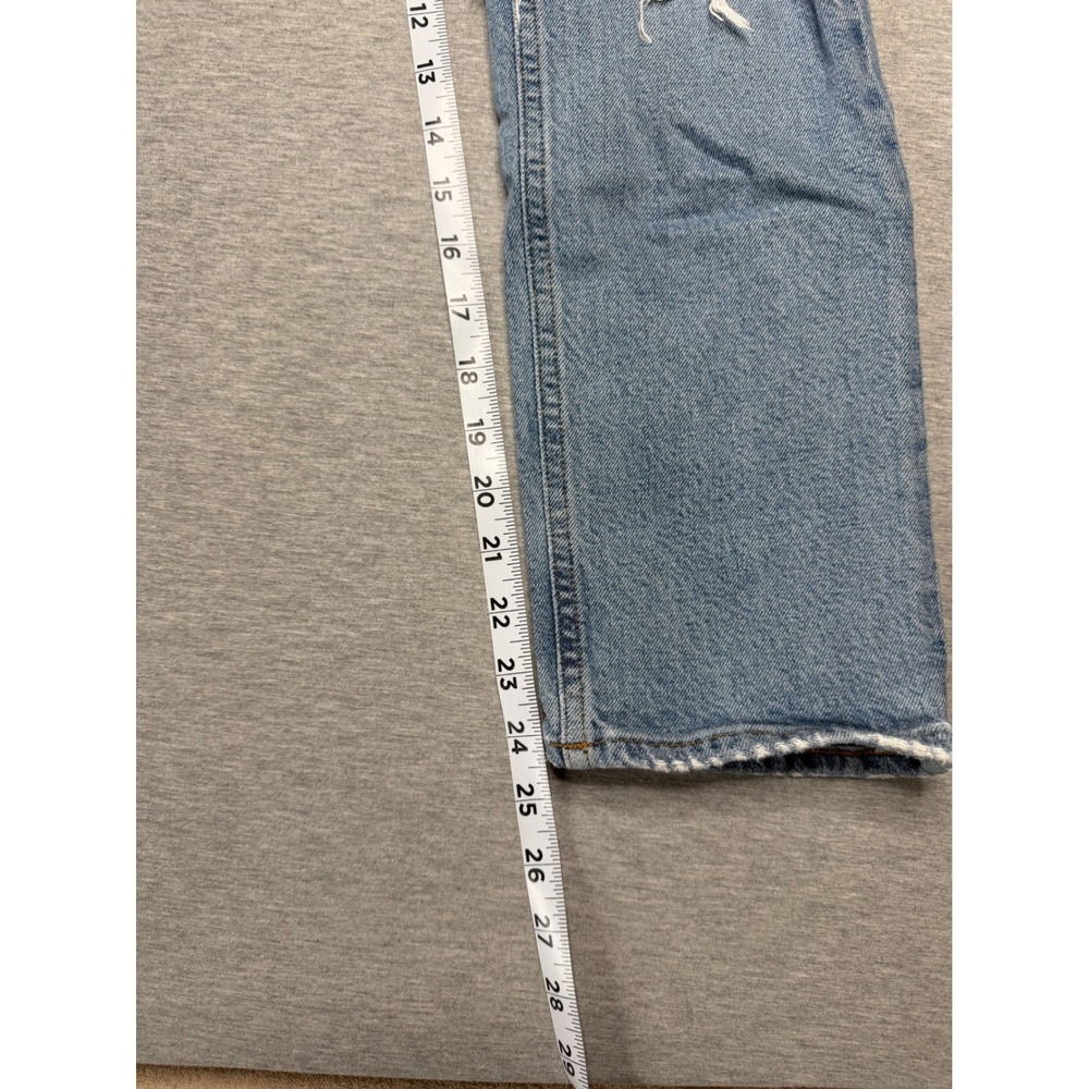 AGOLDE 90s Distressed High Rise Straight Leg Jeans 24 Button Fly Ripped Knee - Picture 5 of 11